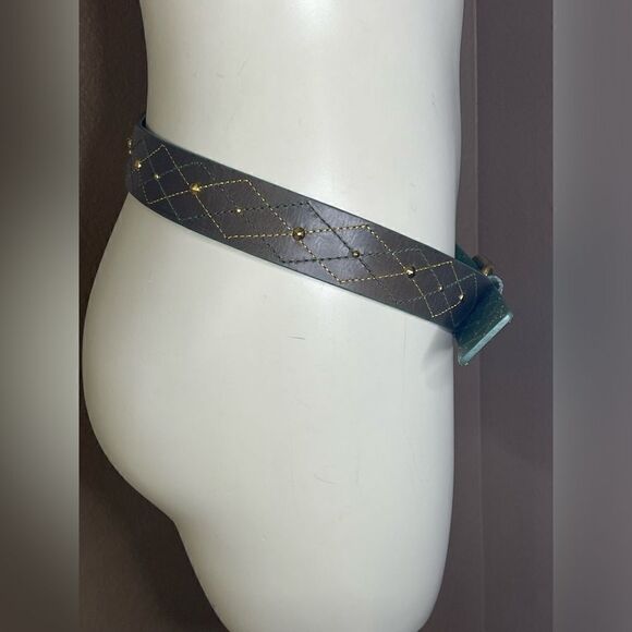 MICHAEL KORS leather with gold accents brown and green belt - Picture 3 of 7